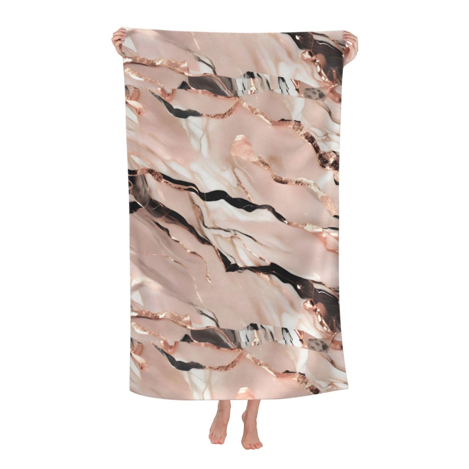 Cbaaghh Pink Gold Marble Print Adult Beach Towels,Beach & Pool Towel,Beach Towels,Towels For Camping