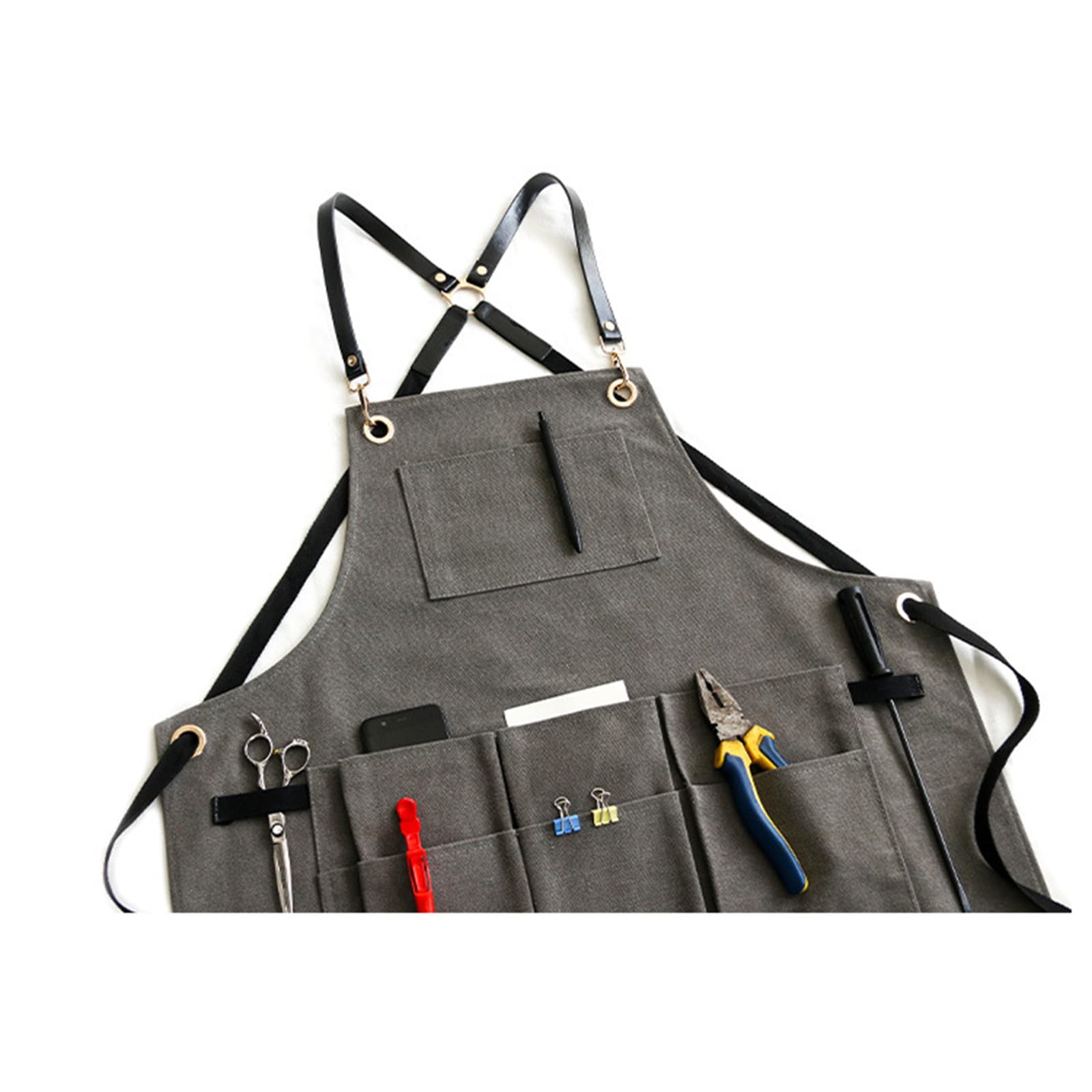 Delantal De Trabajo Delantales De Lona Delantal Cocina con Bolsillos para Hombres Y Mujeres, Cocinar Barbacoa Y Hornear Pintar Tareas Black,One Size