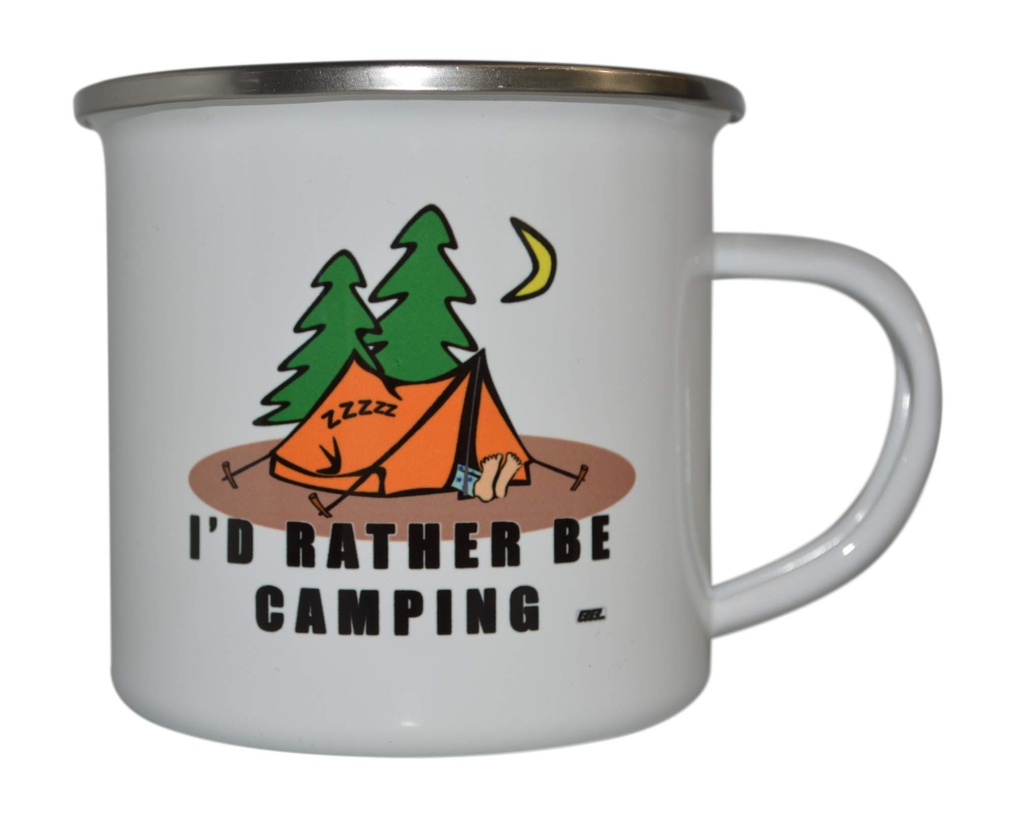 Rogue River Tactical Funny Camp Mug - Enamel Coffee Cup Gift - I'd Rather Be Camping Gear