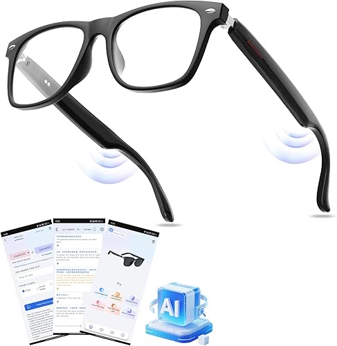 Lentes inteligentes AI para hombres y mujeres con traducción en tiempo real y audio Bluetooth, gafas de traductor de 115 idiomas con altavoces de