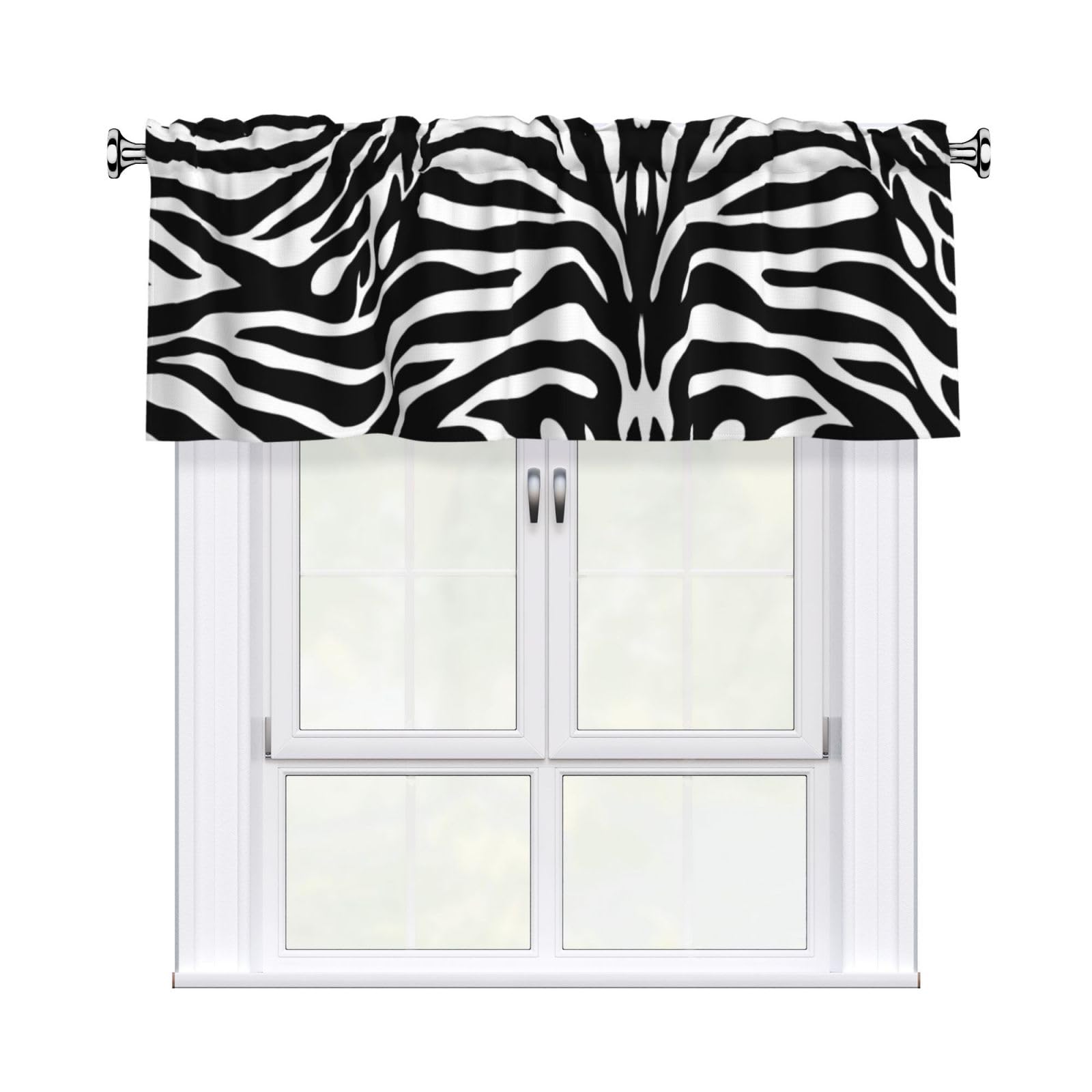 YYHHAOFA Zebra Print Prints Durable Kitchen Window Layer – 54x18 Inch 100% Polyester Valance with Precision Construction
