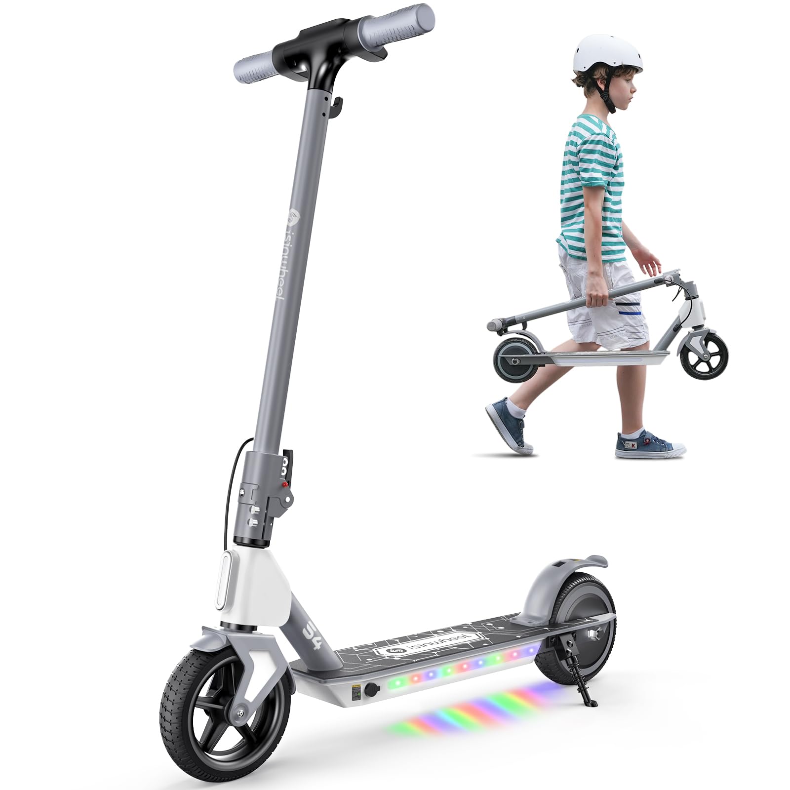 isinwheel Electric Scooter for Kids Ages 6-14 200W 150W Foldable Kids Electric Scooter with 3 Speeds 5 8