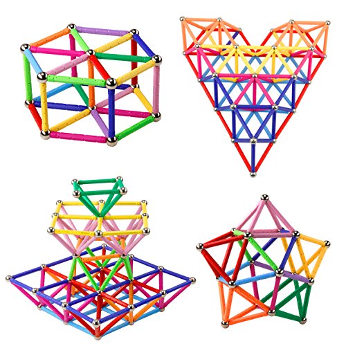 Elongdi Magnetic Building Blocks, [ 132 Pieces ] Lengthen Building Sticks Set, Magnet Stem Toys Set Non-Toxic Building 3D Puzzle Boys Toys For Kids And Adult #TOP2