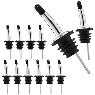 Stainless Steel Bar Liquor Pour Spout - 12Pcs Pour Spouts for Liquor Bottles Oil Topper Pourer Syrup Pourer Bottle Pouring Spout Steel Bottle Pourer - Tapered Dispensing Tips Bartender Accessories
