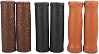 Vista 7 de Agarraderas de manillar de bicicleta, 1 par de empuñaduras de manillar de cuero artificial retro para bicicleta de montaña y carretera (marrón)