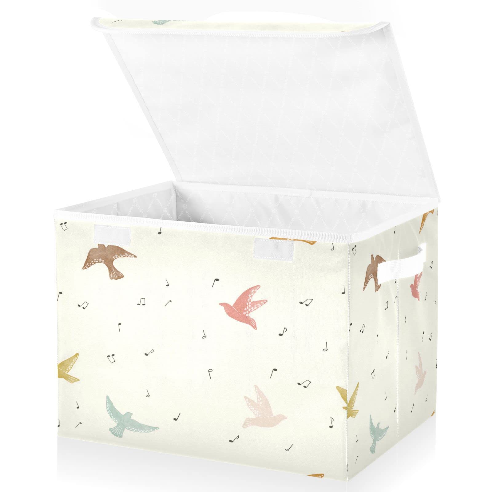MNSRUU Storage Boxes with Lids, Dove Of Peace Musical Note Large Storage Basket Organizer Shelves Cube Bin Toy Clothes Underbed