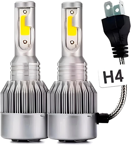 Par de Lâmpadas Automotivas Farol Alto Baixo Full LED H4, 4800lm, 6500K, IP66, 40w, Para Carro