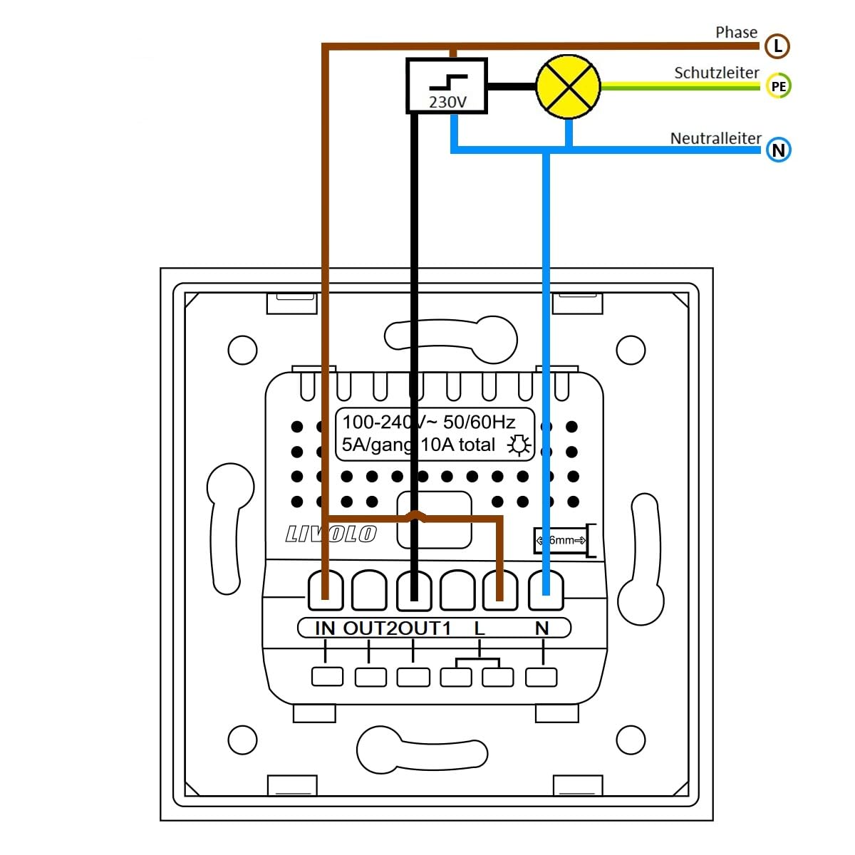 Interruptor interior LIVOLO VL-C701IH 220 V para una casa inteligente, apto para Fibaro/con cable cero