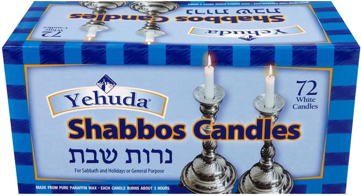 Yehuda, White Shabbos Candles, 72 Count