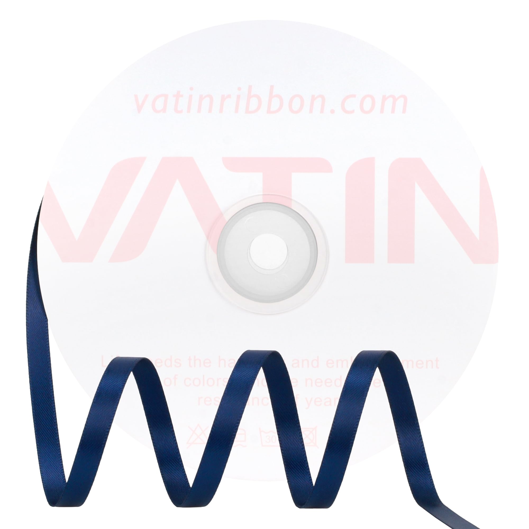 VATIN Double Face Navy Blue Satin Ribbon 6mm X 45m,Blue Polyester Fabric Ribbon use for Bows Bouquet Gift Wrapping