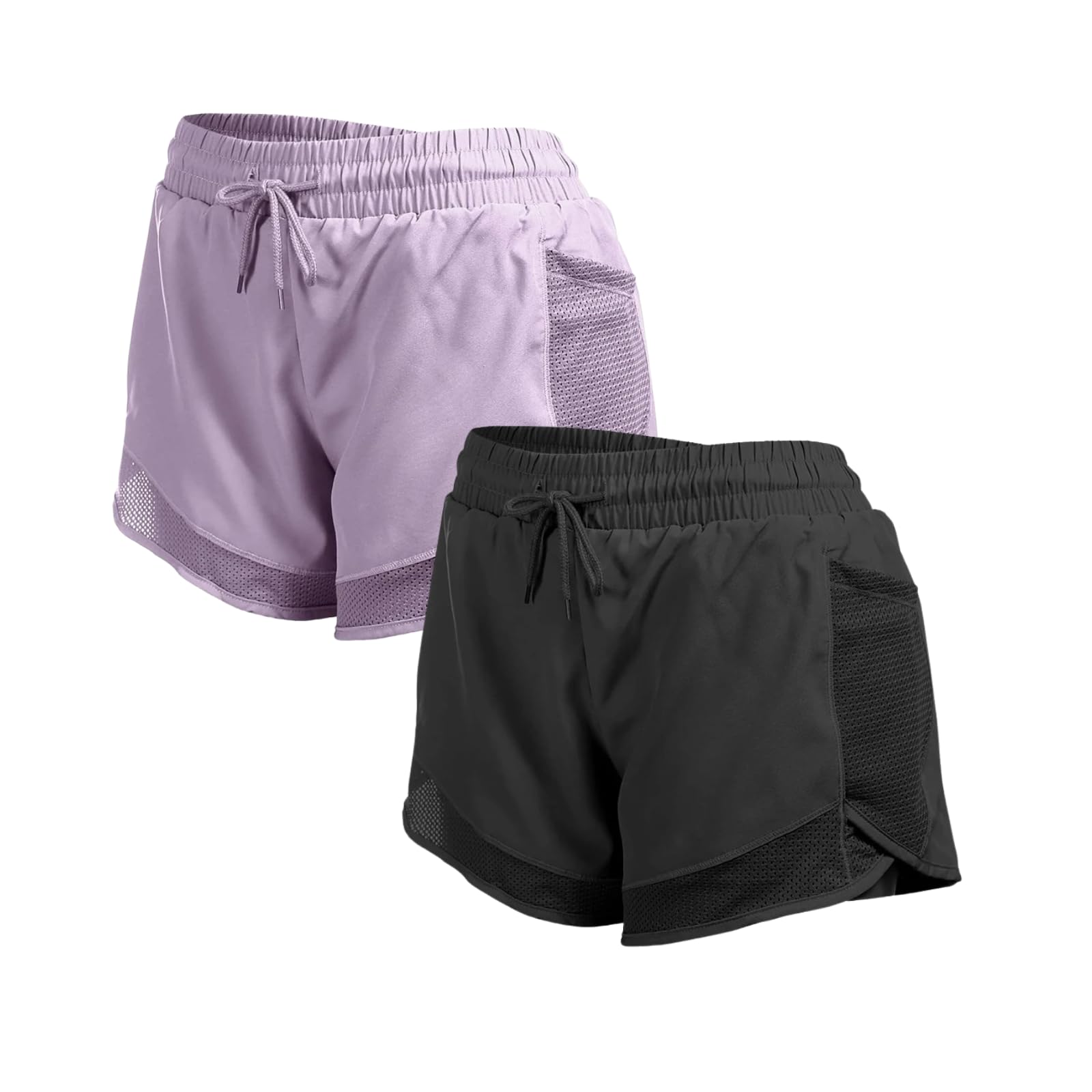 Genérico Pack de 2 Pantalones Cortos Deporte Mujer 2 en 1 con Legging Integrado Shorts Running Mujer Mallas Cortas Deportivas Fitness Yoga y Gimnasio