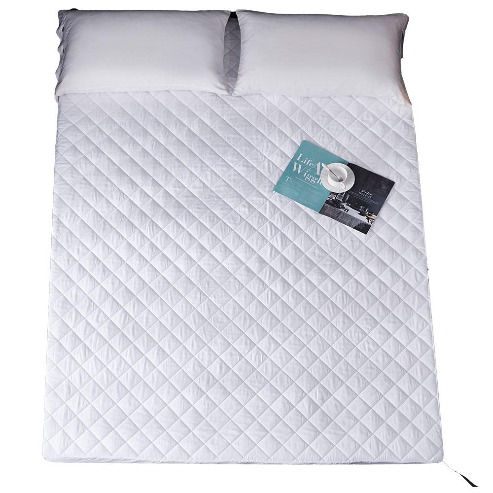 Biancheria da letto Lenzuola con angoli Hotel Homestay Lenzuola con angoli impermeabili trapuntate spesse di colore puro per coprimaterasso White King 193x203cm + 46cm