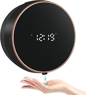 Automatic Soap Dispenser 3 Levels Adjustable Automatic Washing-Up Liquid Dispenser Wall Mounted No Drilling 300 ml for Shower Kitchen Black