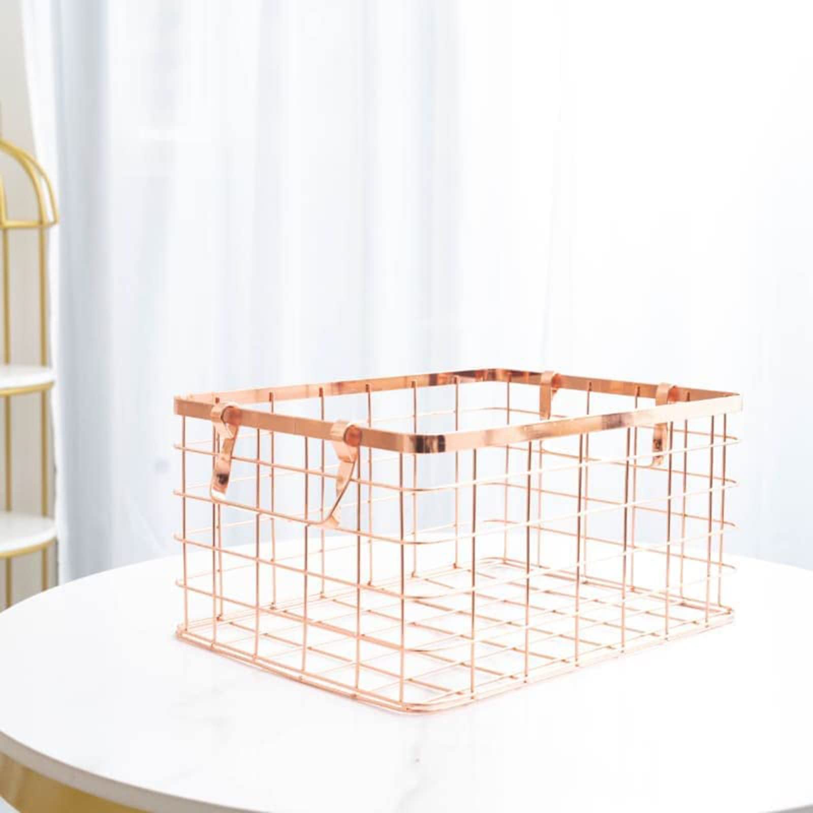 Amazon.co.jp: メタル ワイヤーカゴバスケット ピンクゴールド S： 29