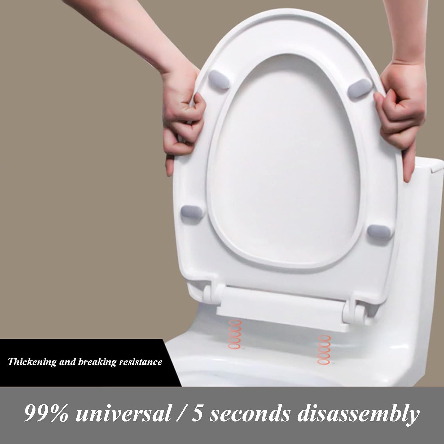 Toilet Seat Will Slow Close and Never Loosen, Toilet Lid Durable Plastic Toilet Bowl with Non-Slip Seat Bumpers Seat Easy to Install, White