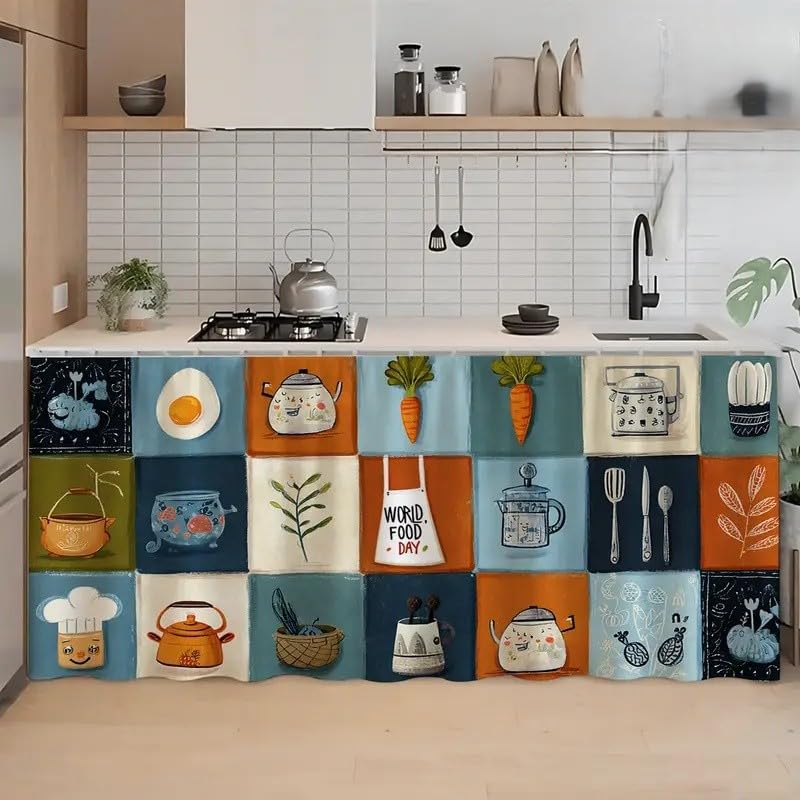 Image of Premium Printed Kitchen Counter Curtain with Rod Pocket (Kitli Sink Curtai)