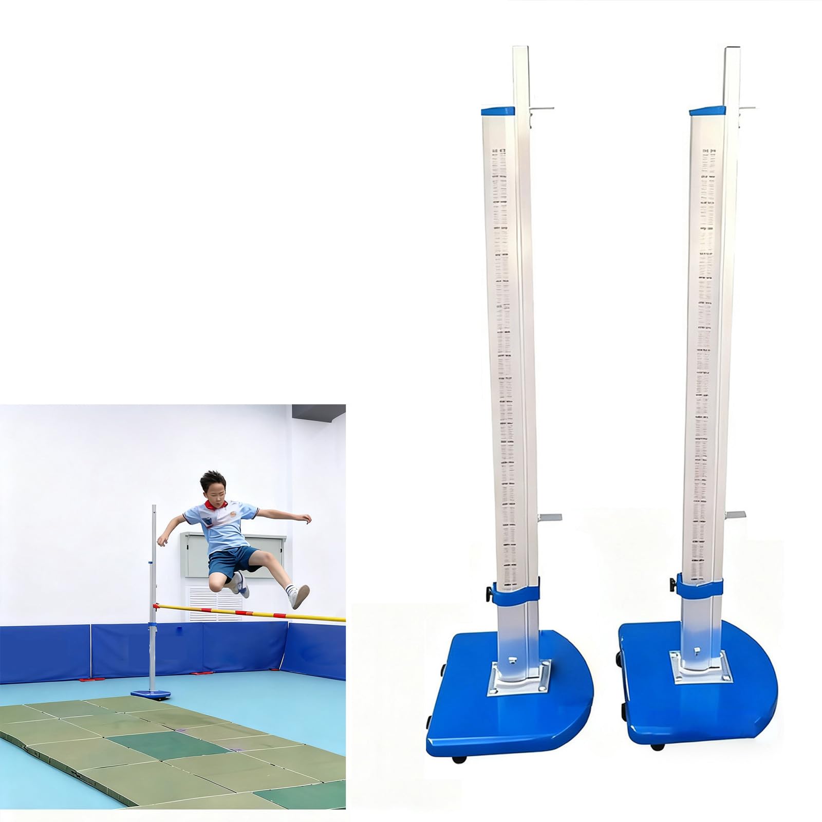 Aluminum High Jump Standards, Moveable Posts with Centimeter Scale, High School High Jump Training Equipment for Track and Field