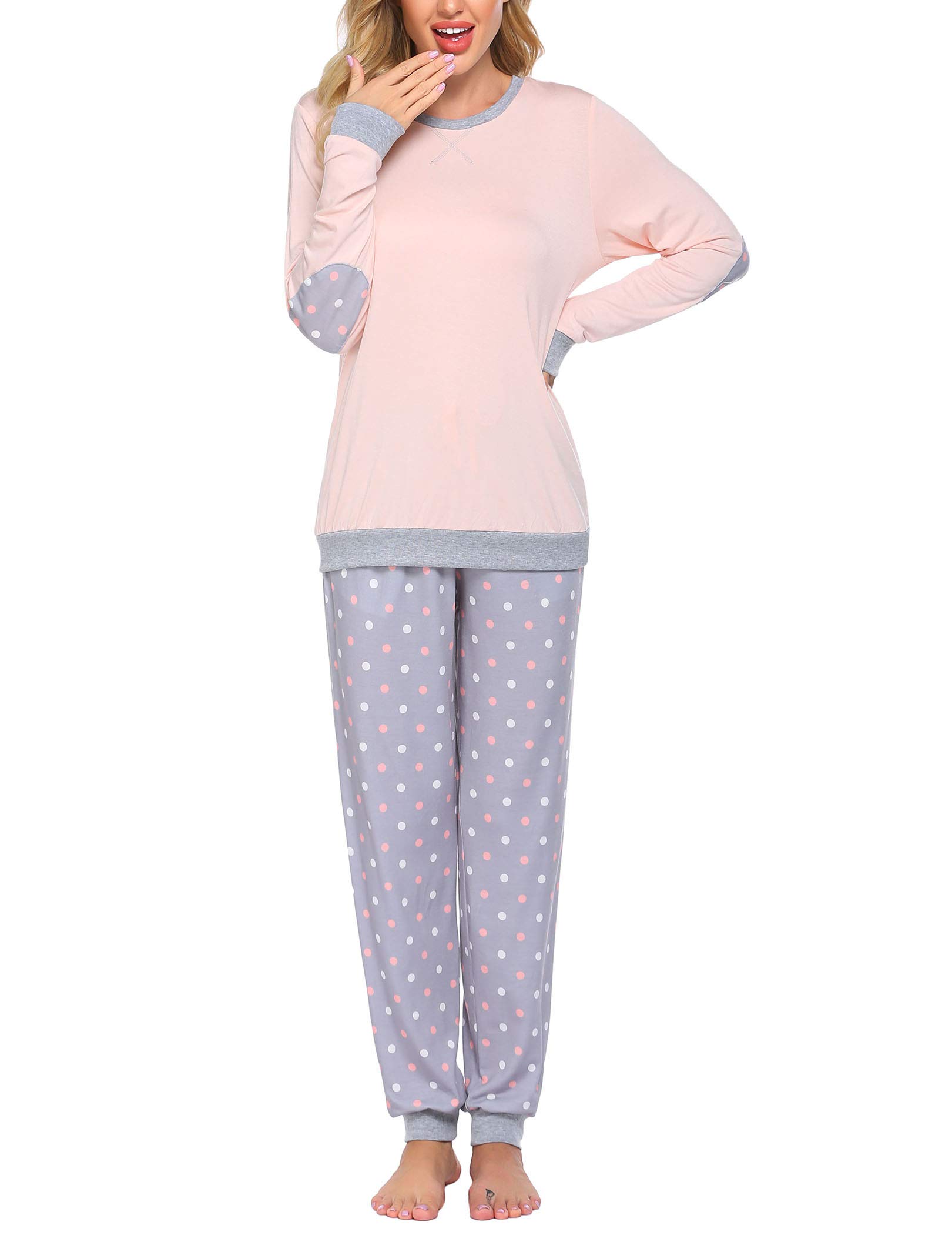 Ekouaer Pijamas para Mujer de Invierno Manga Larga Pantalón a Cuadros