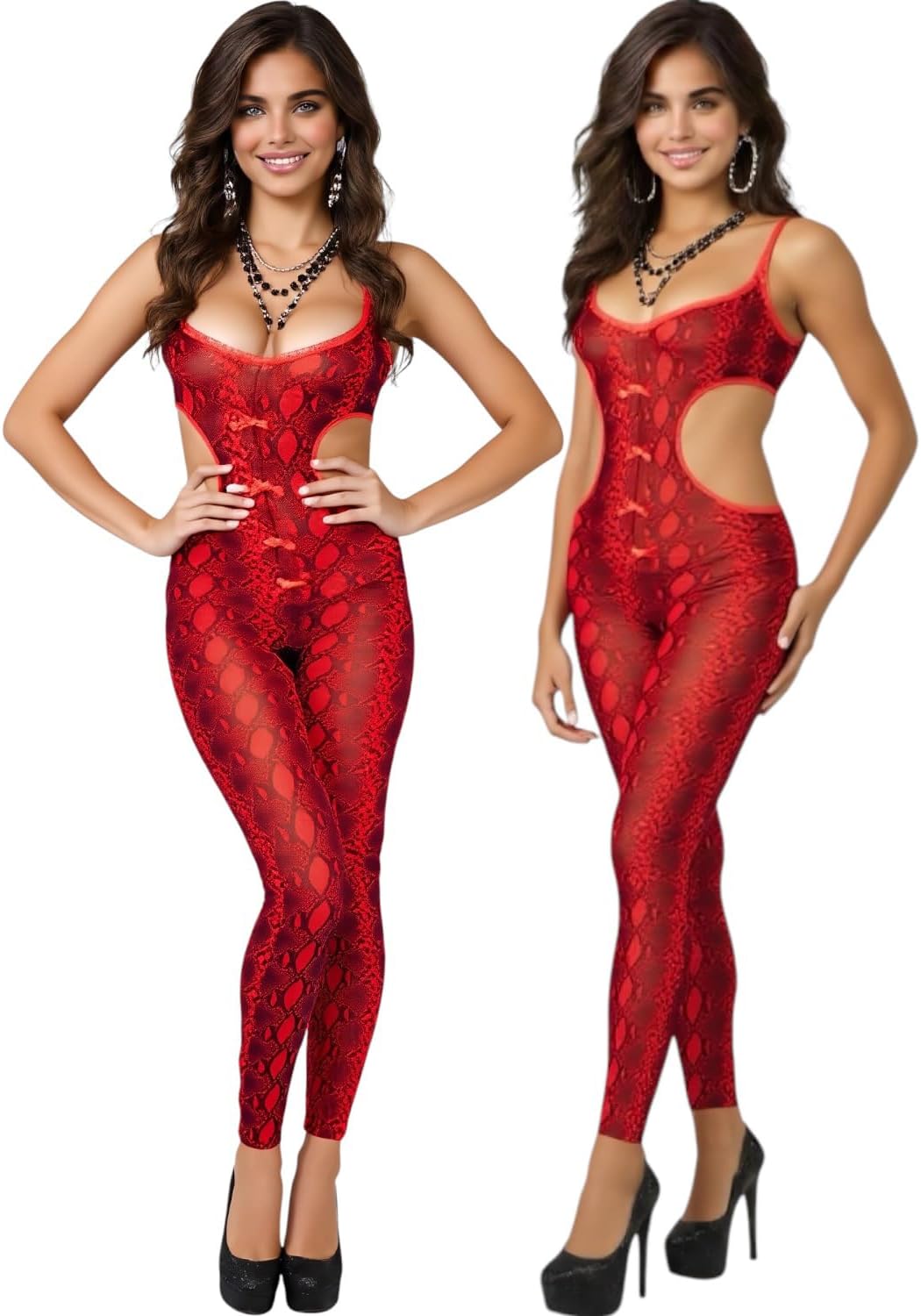 ToBeInStyle Women’s Assorted Bodystocking Sheer Opaque or Fishnet Crotchless Lingerie Bodysuit