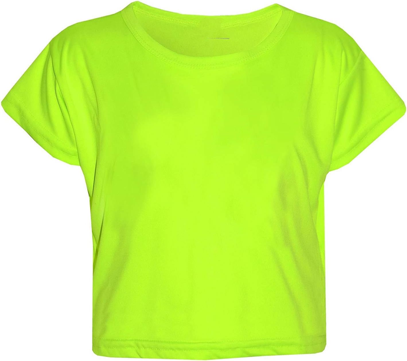 Girls Basic Dance Crop Top Kids Plain Short Sleeve Crop T-Shirt Tees Top