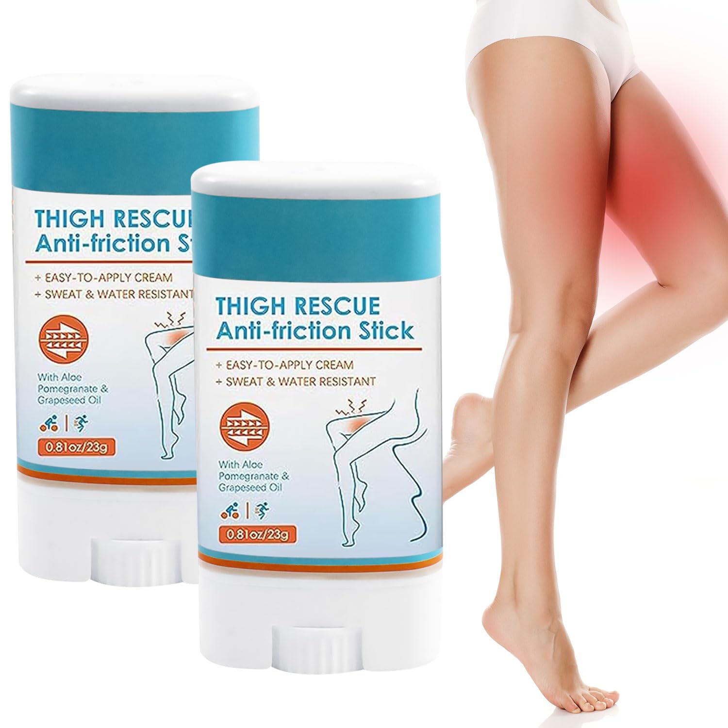 Pack of 2 Anti Friction Cream, Summer Saver Anti Wound Rubbing Stick, Waterproof Anti Chafing Stick Thigh - Image 2