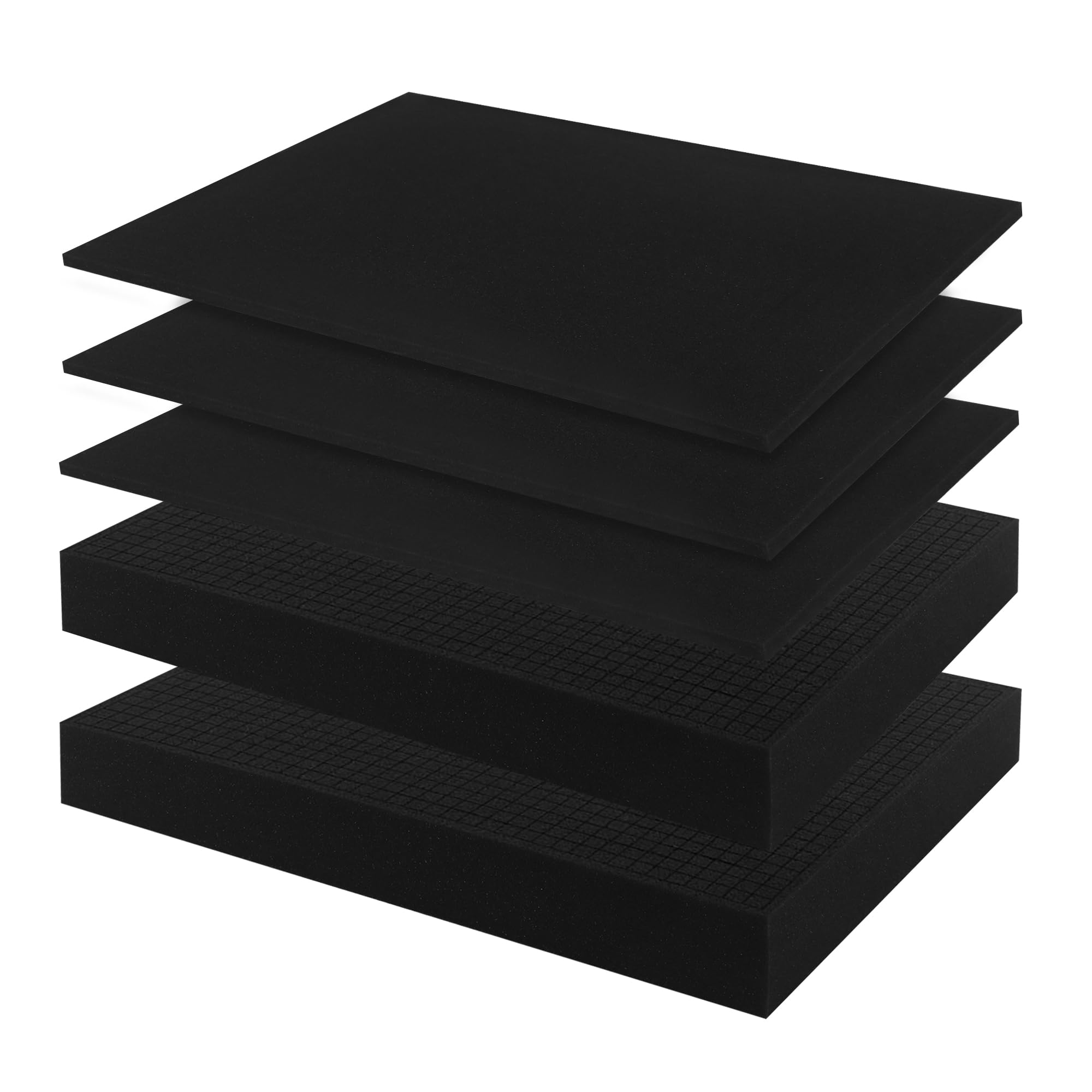 MOUYAT 5PCS Pick and Pluck Foam, Black Foam Insert Sheets, Pre-cut Tool Box foam, Shadow Foam Board Blocks for Toolbox, Drawer, Camera Case, DIY Projects, (2pcs 405x305x50mm, 3Pcs 405x305x10mm)