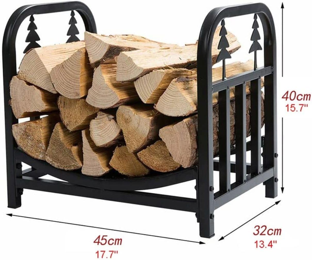 Log Store Firewood Rack Outdoor Firewood Log Hoop Black Powder Coated Steel Wood Rack For Firewood Lumber Wood Store