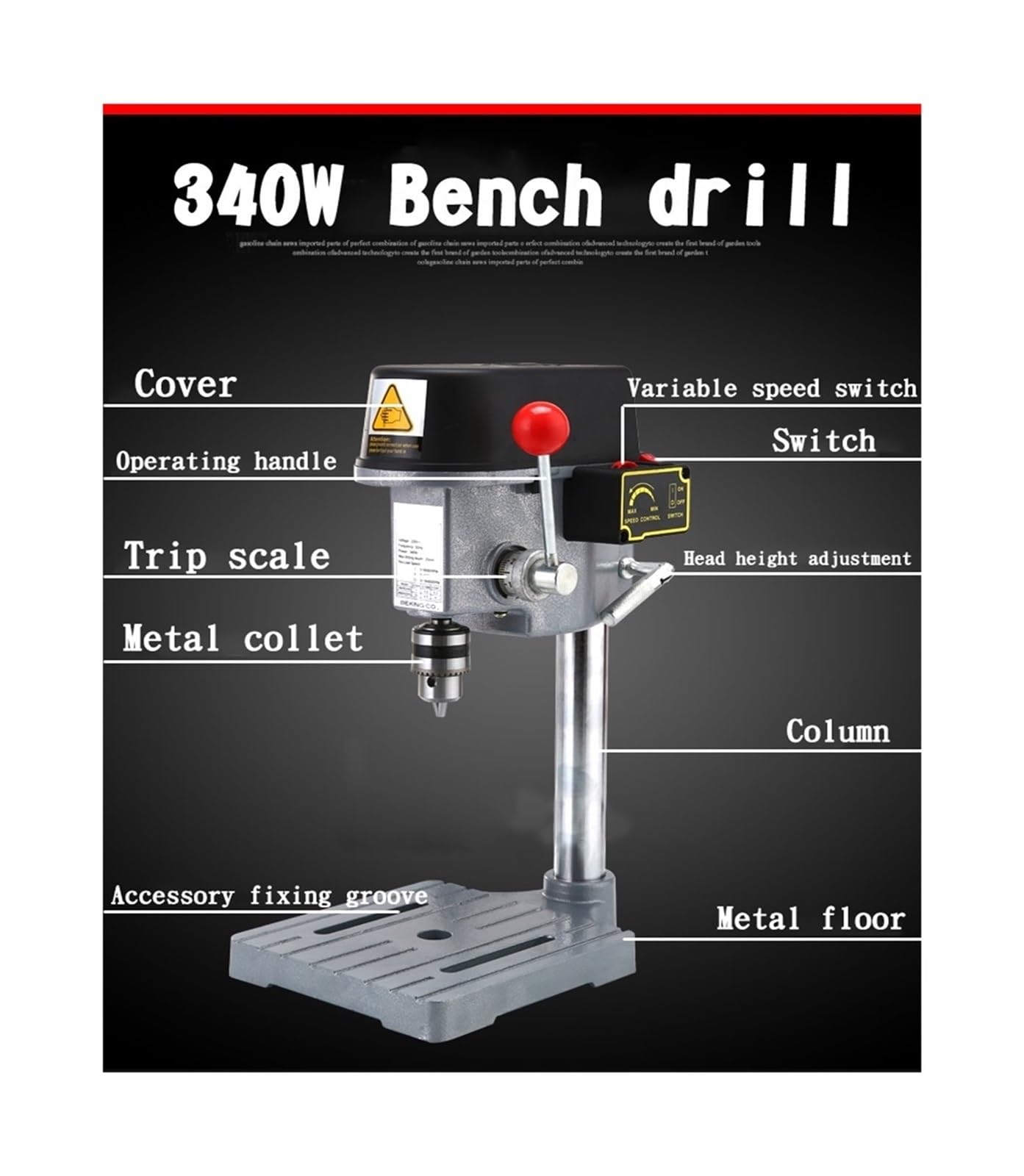 Trapano a Colonna Trapano Da Banco Elettrico Con Micro Perforatrice Multifunzione Da 0,6 Mm-6,5 Mm Trapano Domestico 340 W