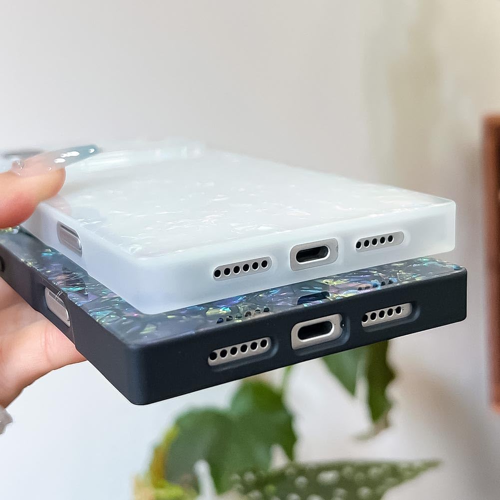 KERZZIL Elegent Pearl Pattern Compatible with iPhone Rectangle Edge Case, Slim Soft TPU Silicone Protective Bumper Cases Cover(Colorful Pearl,17 Pro Max) - Image 4