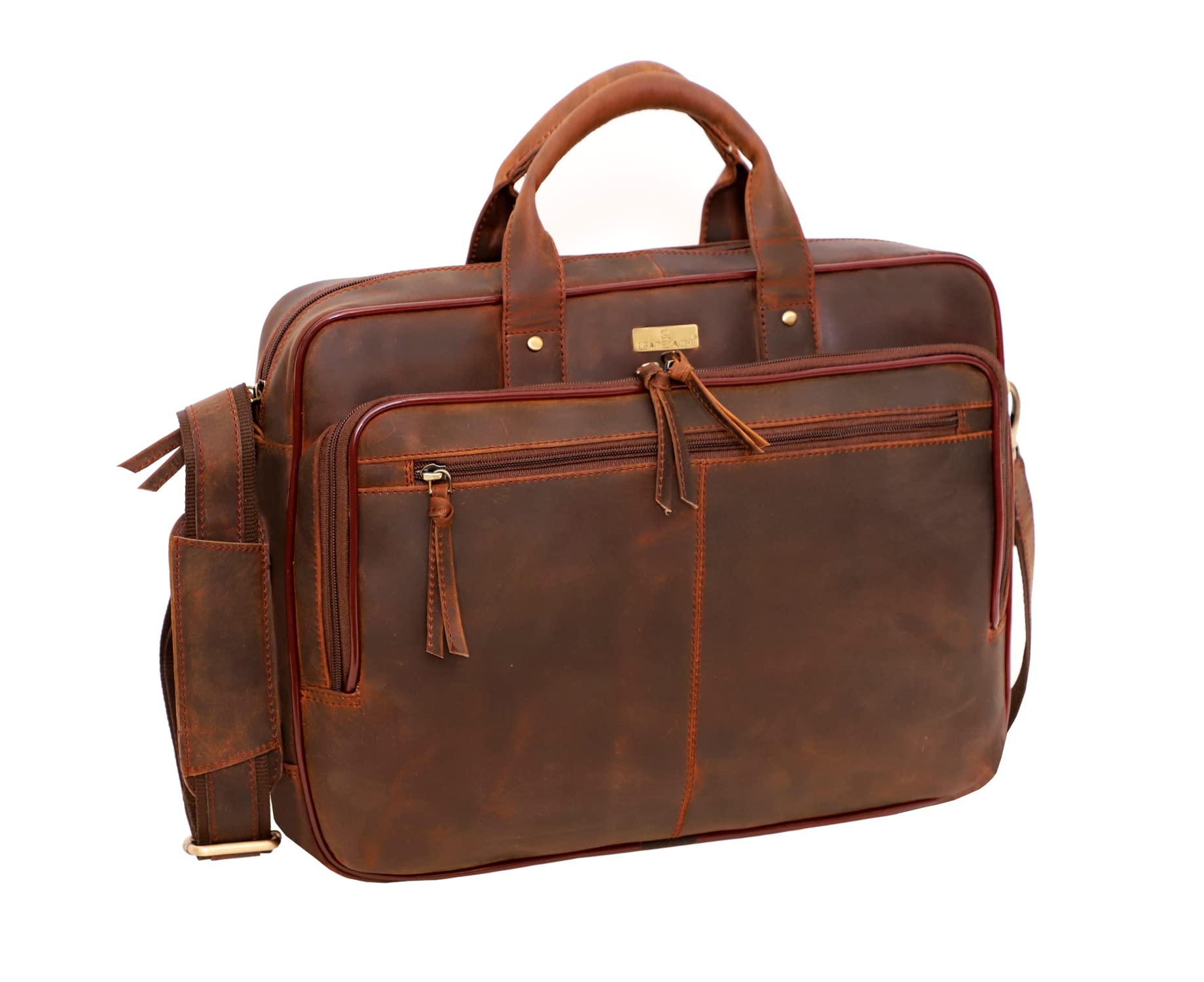 LEADERACHI Genuine Vintage Original Muskat Brown Leather Laptop Messenger Bag for Laptop/MacBook up to 15.6 inch for Office/Business (PDM3M) (B09T5NB23X) Amazon Price History, Amazon Price Tracker
