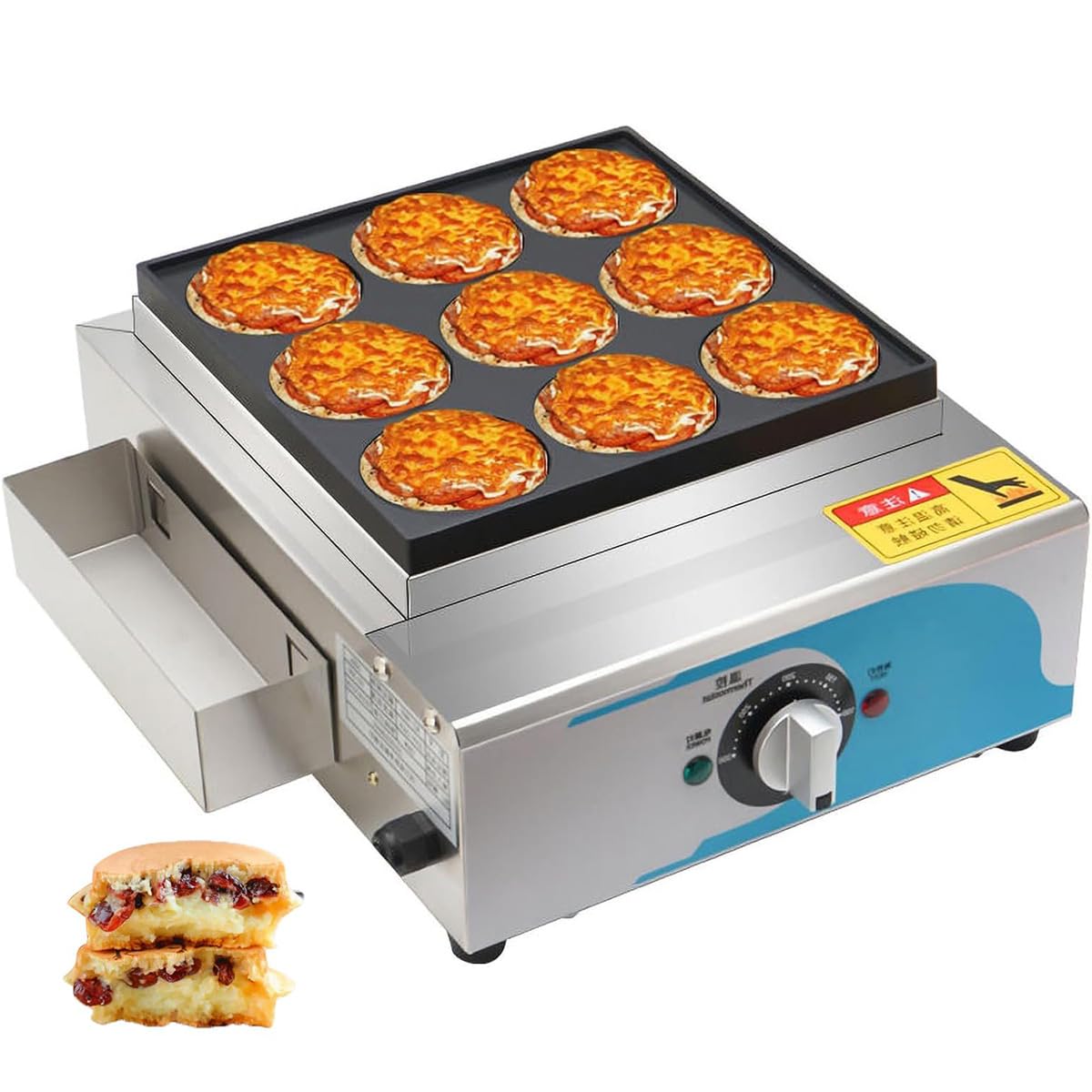 Machine à hamburgers aux œufs électrique 9 trous 2000W pour snacks