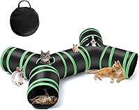 YAMI Upgraded Bone-Type 4-Way Collapsible Cat Tunnel Toy - Playhouse for Cats, Puppies, Rabbits with Storage Bag