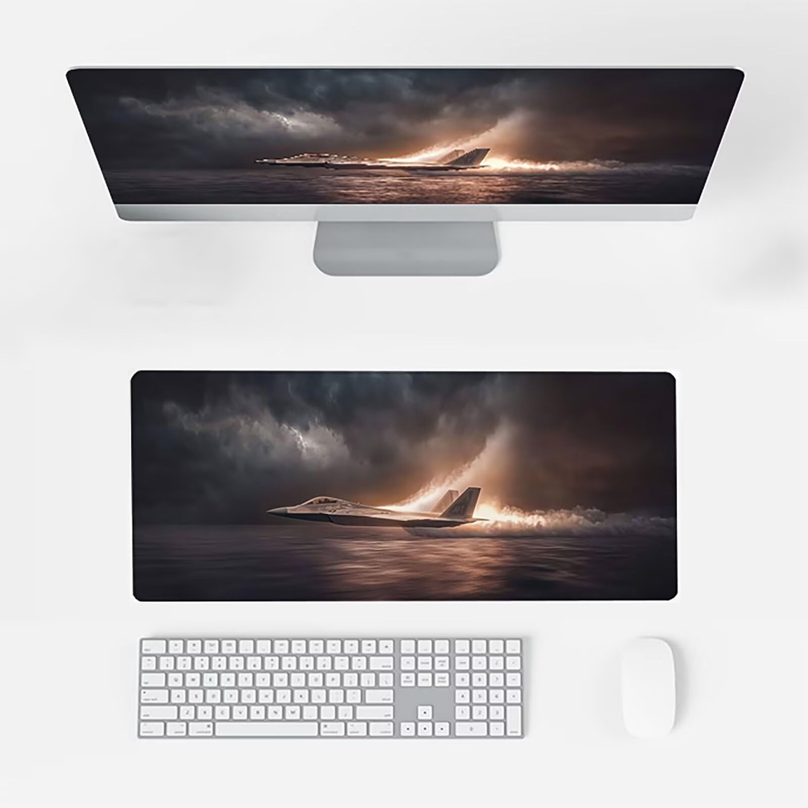 Mouse Pad, Tappetino Mouse xxl, Tappetino Scrivania, Accessori Scrivania, Tappetino Gaming, Mousepad, Sottomano Scrivania, Accessori Gaming, Tappeto Mouse (Aereo) (1000x500x3mm) (Grigio) 9-P-T