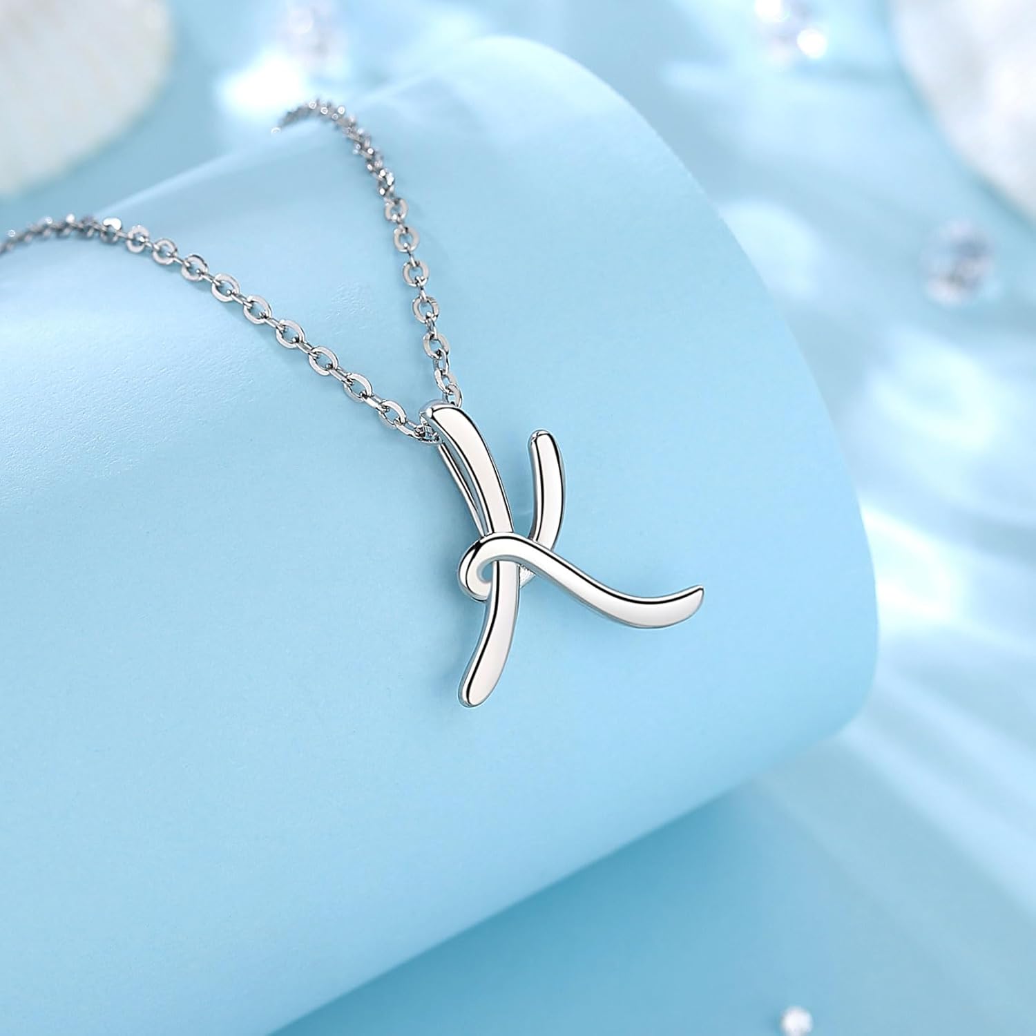 EUDORA Sterling Silver Initial Necklaces for Women, Classic 26 Letter Neckless Gifts for Girls, Sister, Mother Daughter, 18 inch Chain - Image 2