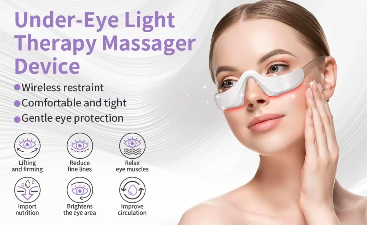 EMS Beauty SPA Under Eye Massager, Microcurrent Eye Care Device for Puffiness, Dark Circles and Fine Lines, Wireless Light Therapy Massager