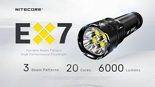 Miniatura 2 de Nitecore EX7 Linterna de 6000 lúmenes, linterna recargable de alto rendimiento con foco, reflector, mixta, carga rápida USB-C, tiro de 546y, tapa
