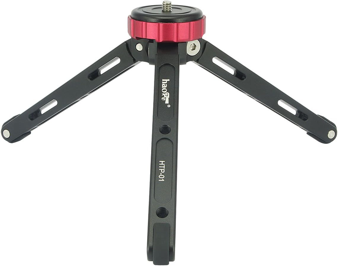 Haoge HTP-01 Table Top Tabletop Tripod Desktop Stand with 1/4 Screw Mount and Function Leg Design for DSLR Camcorder Digital Camera Low Angle Shot Macro Photography Max Load 6.8kg 15lb