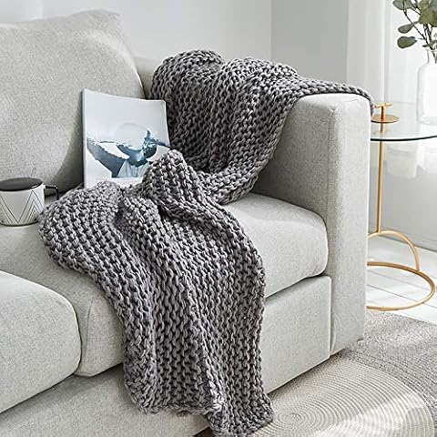YYHJ Chunky Knit Throw Blanket,Handmade Knitting Super Soft Large Knitted Blankets,for Bedroom Decor Cozy Blanket (50"×60") Cover