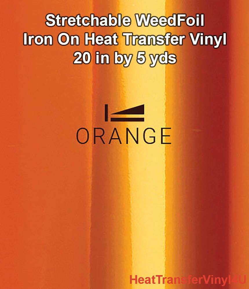 Stretchable WeedFoil Iron On Heat Transfer Vinyl 20" (Orange, 5 Yards)