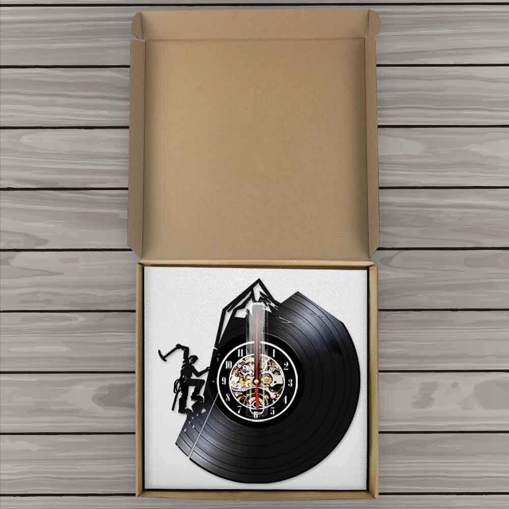 ELD Moderne Klettersport Vinyl Schallplatte Wanduhr Adventure Club LED Hintergrundbeleuchtung Wandkunst Bergsteigen Wanderdekor Wandleuchte Kunst Wanduhren Uhren