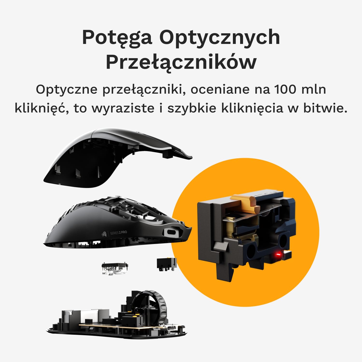 GLORIOUS Gaming Series 2 PRO mysz gamingowa - 55g. częst. odpyt. 8K, czujnik 26K, optyczne przełączniki, mysz e-sportowa dla PC, Ster. palcami/dłonią - Czarna - 2.4 GHz Wireless