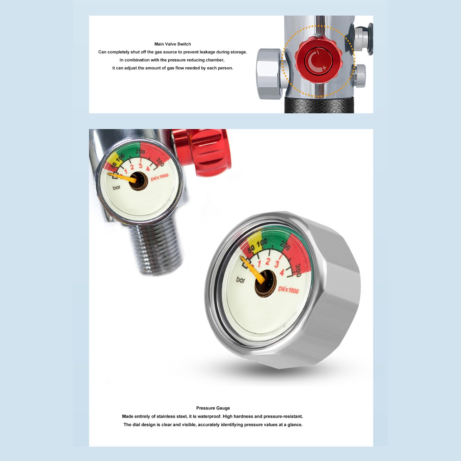 Gavigain Scuba Diving Valve Regulator Metal First Level Pressure Reducing Valve Underwater Diving Regulator Stable Breathing for Divers