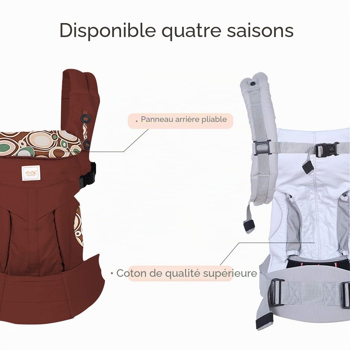 SONARIN Porte-bébé Convertible Premium,avec sac de rangement,Capot Écran solaire, Ergonomique,pour Nouveau-né à tout-petit (0-48 mois),charge maximale 20 kg,Support de tête,Idéal Cadeau(Rouge Foncé)