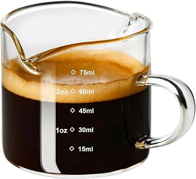 Espresso Cups, Expresso Coffee Cup with Handle, Espresso Shot Glass with Measurement, Double Spout Espresso Glasses with V-Shaped Spout, Coffee Measuring Cup for Coffee Milk Juice Liquid Home Barista