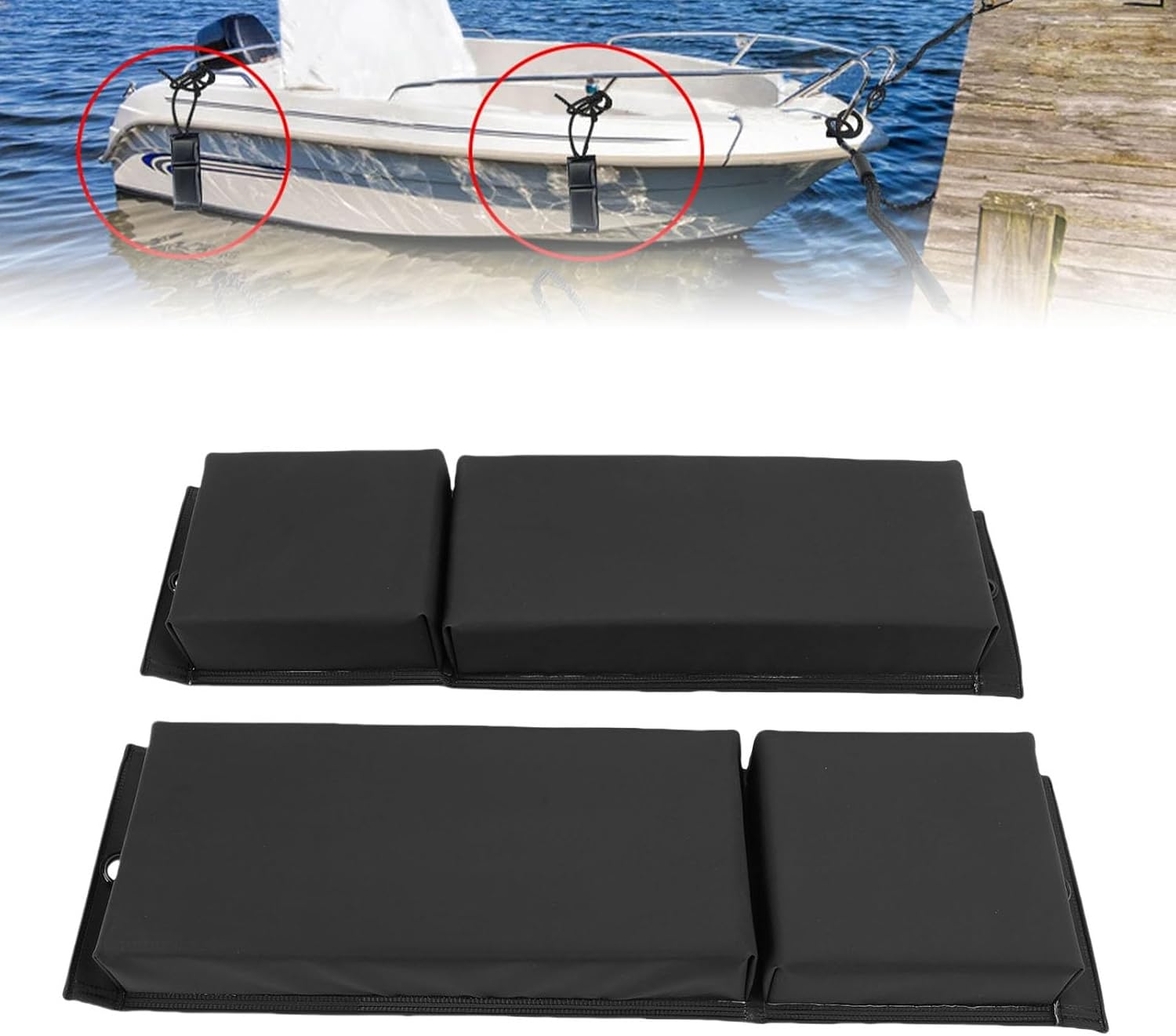 Fabater 2PCS Boat Bumpers for Docking, 24in X 6.5in Anti Impact Vertical Protection Marine Dock Bumper Guard Jet Ski Bumpers, Boat Fenders Bumpers with 2 Ropes
