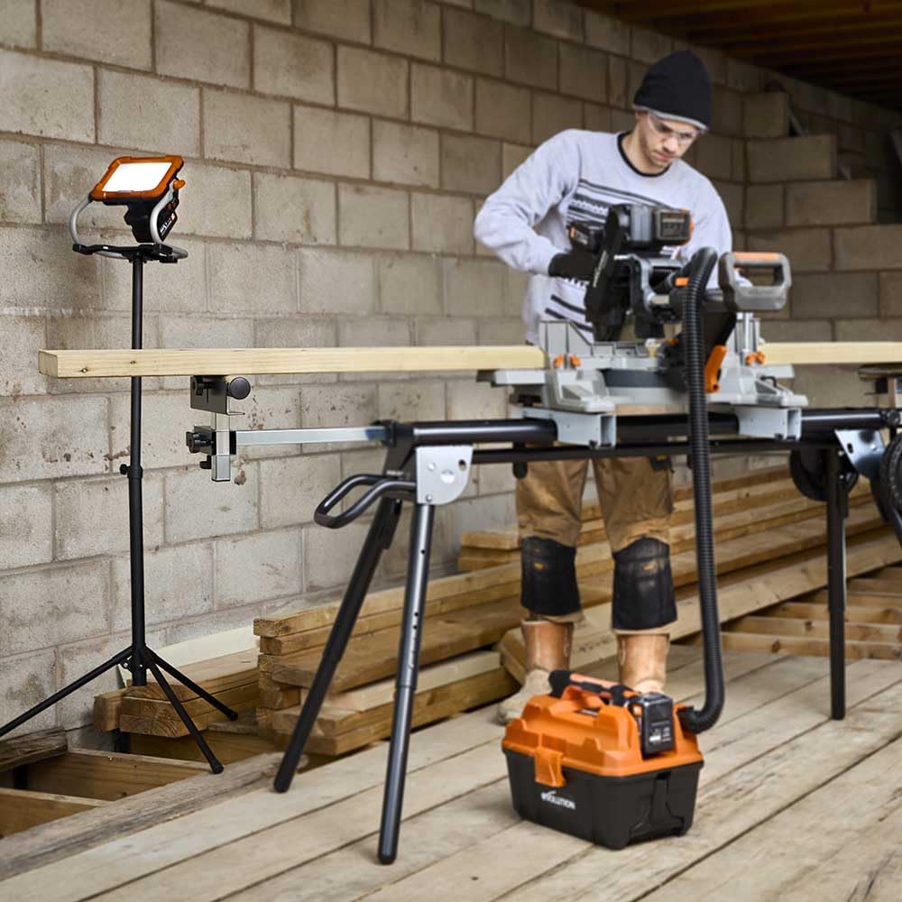 Evolution Power Tools E1300TRP Statyw na narzędzia, regulowana wysokość 0,8-1,3 m, gwint M6, przenośne wsparcie