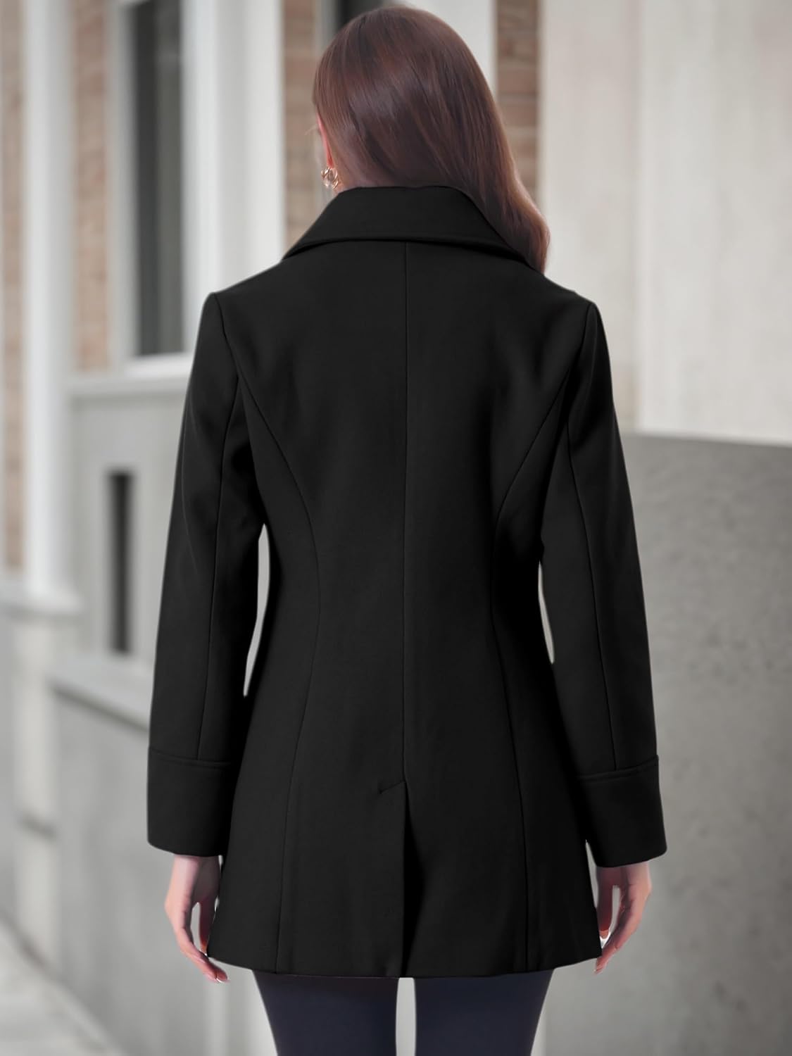 Allegra K Women's Elegant Overcoat Notched Shawl Collar Single Breasted Outerwear Winter Long Coat - Image 4