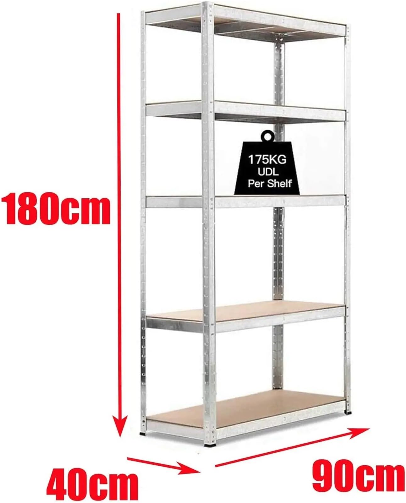 Scaffali in Metallo per Garage Scaffali for stoccaggio - Scaffalature for Garage in Metallo Resistente Scaffalature autoportanti a 5 Livelli Senza bulloni - 180x90x40 cm