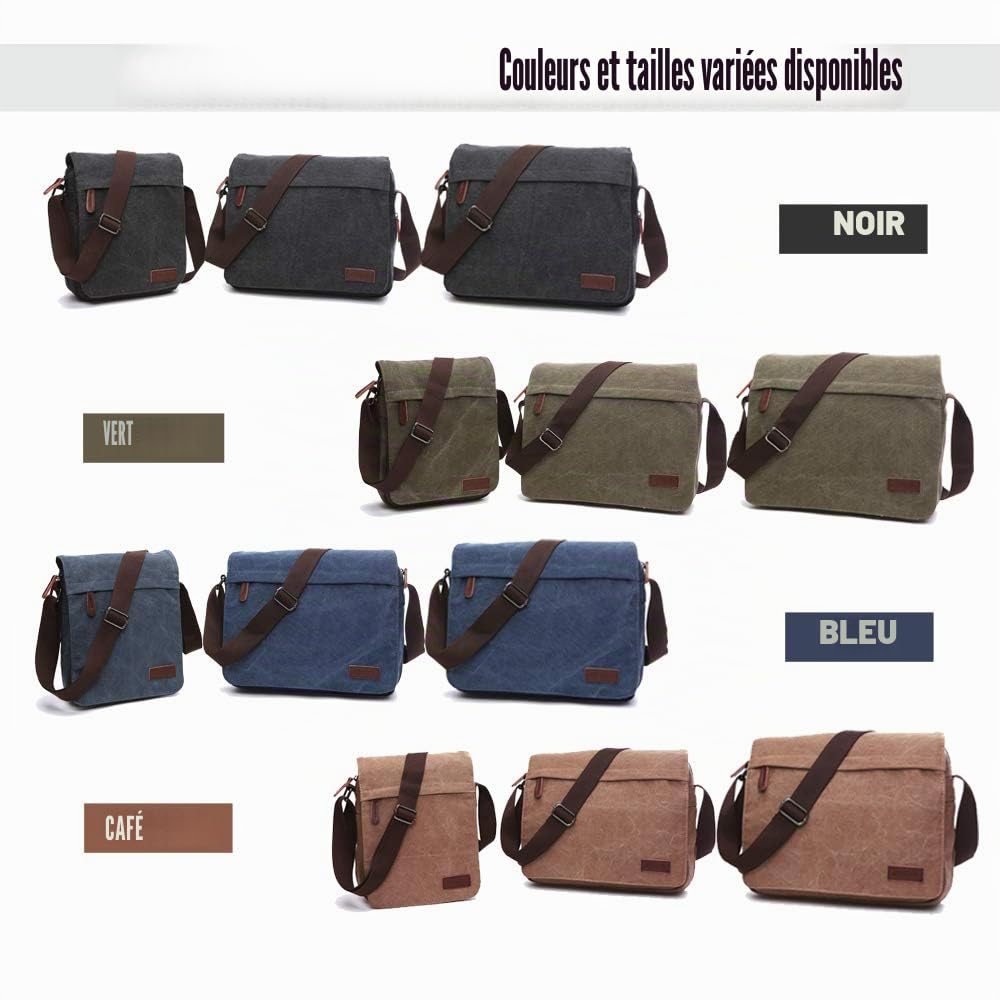 LOSMILE Hommes Sacs d'épaule, Sacs bandoulière en toile, Sacs pour ordinateur portable, Besaces,Sac d’Ecole, Travail ou vie scolaire