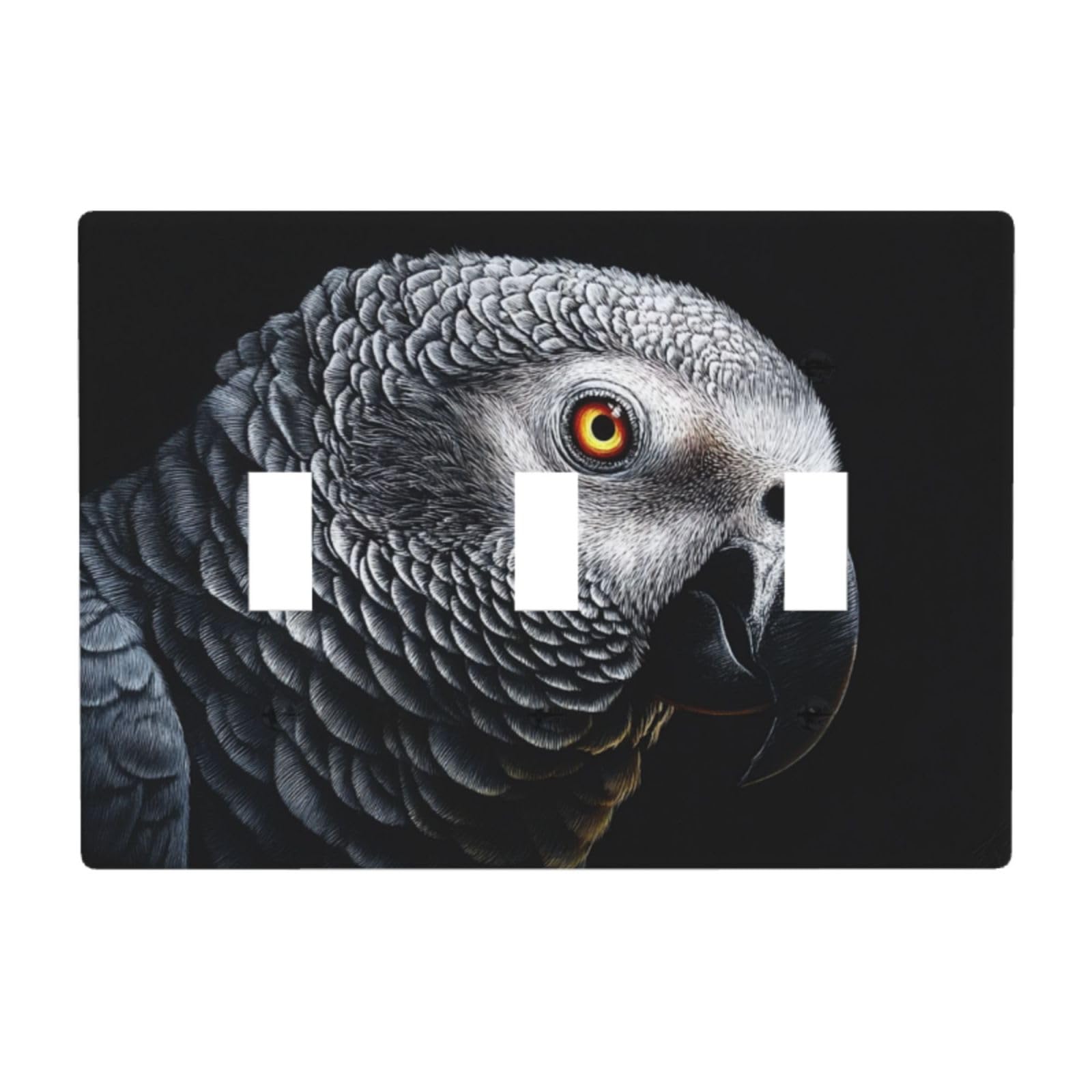 Woshuwo White African Grey Parrot Light Switch Covers 3 Gang Triple Toggle Wall Plate Switchplate Electrical Faceplate For Bathroom Kitchen Bedroom Decor